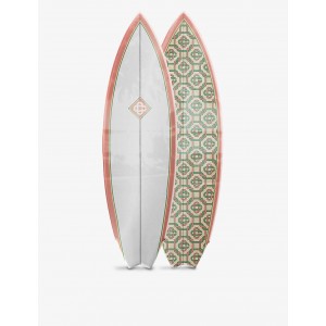 CASABLANCA/Retro twin-fin monogram-print PU foam, resin and fibreglass surfboard 1.77m ★ Outlet